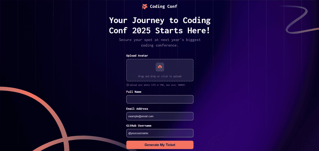 Conference Ticket Generator preview